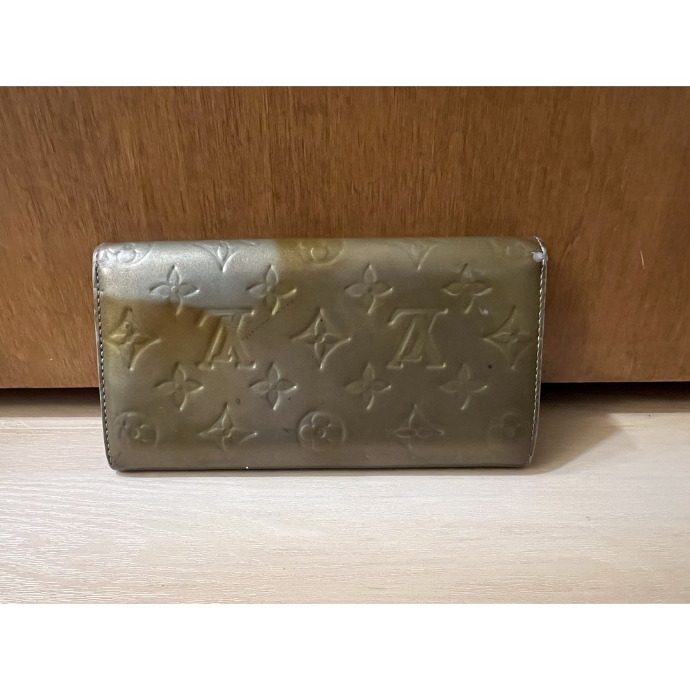 Louis Vuitton Patent Green Monogram‎ Vernis Sarah Wallet Blue Interior Project - Picture 3 of 12